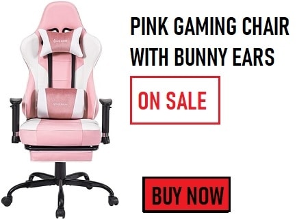 pink gaming chair with bunny ears